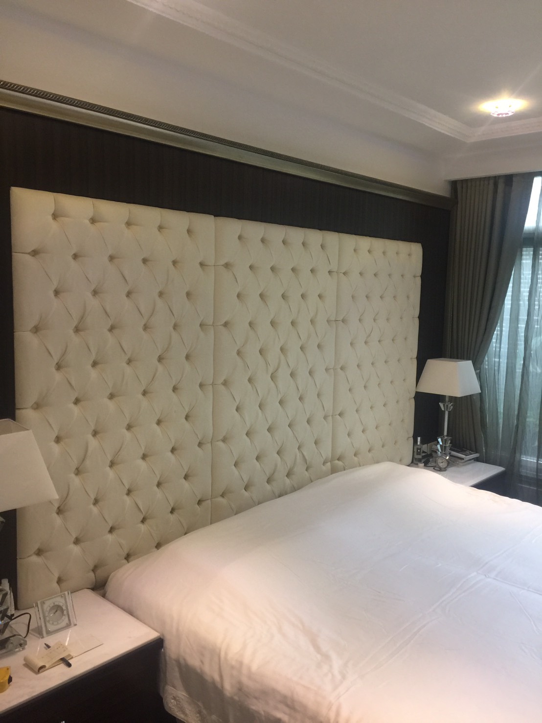 床頭繃布 法式拉釦