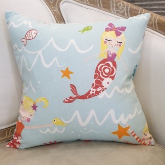 抱枕套-英國純棉家飾布 童趣美人魚
