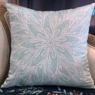 SHihWEier®原創印花抱枕套 現貨 HC1114亞麻蕾絲 藍底