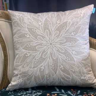 SHihWEier印花抱枕套 現貨 HC1114亞麻蕾絲 奶茶底