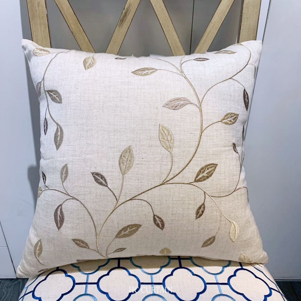 抱枕套 刺繡藤系列-淺咖啡