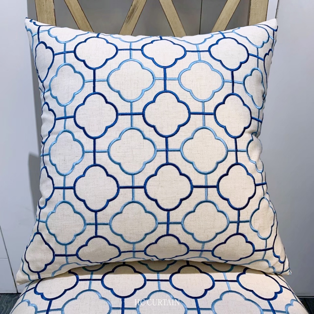 抱枕套 幾何梅格刺繡棉麻 YKK隱形拉鍊