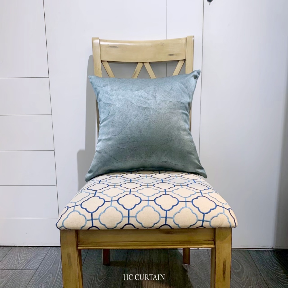 抱枕套 幾何刷紋緹花 藍灰