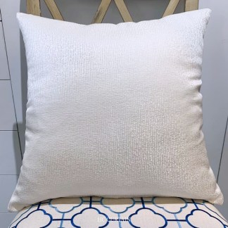 抱枕套 亮澤短緹花家飾布-奶油白