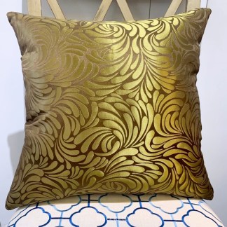 抱枕套 幾何變形蟲花紋-古銅金