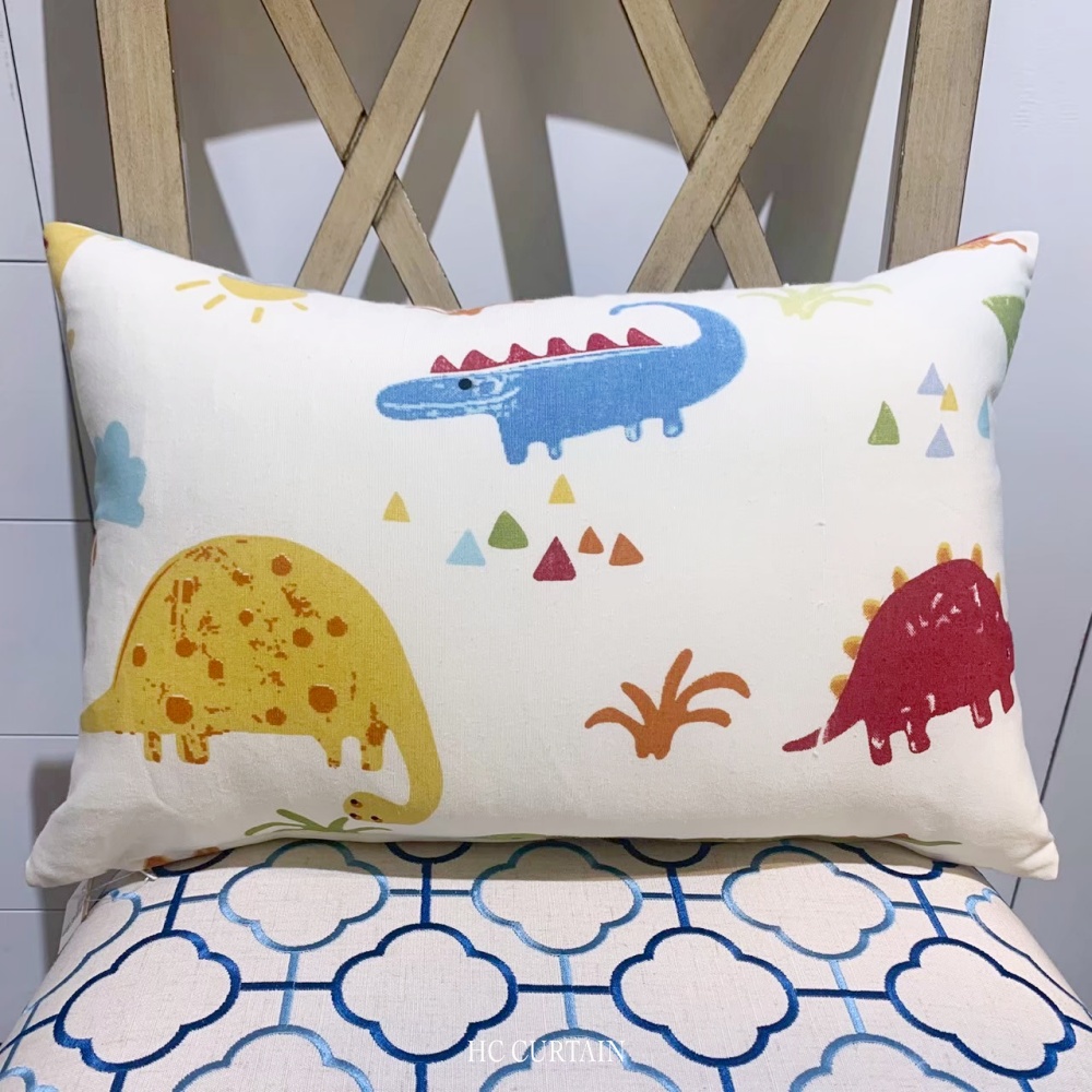 腰枕套 英國進口印花純棉 恐龍 童趣