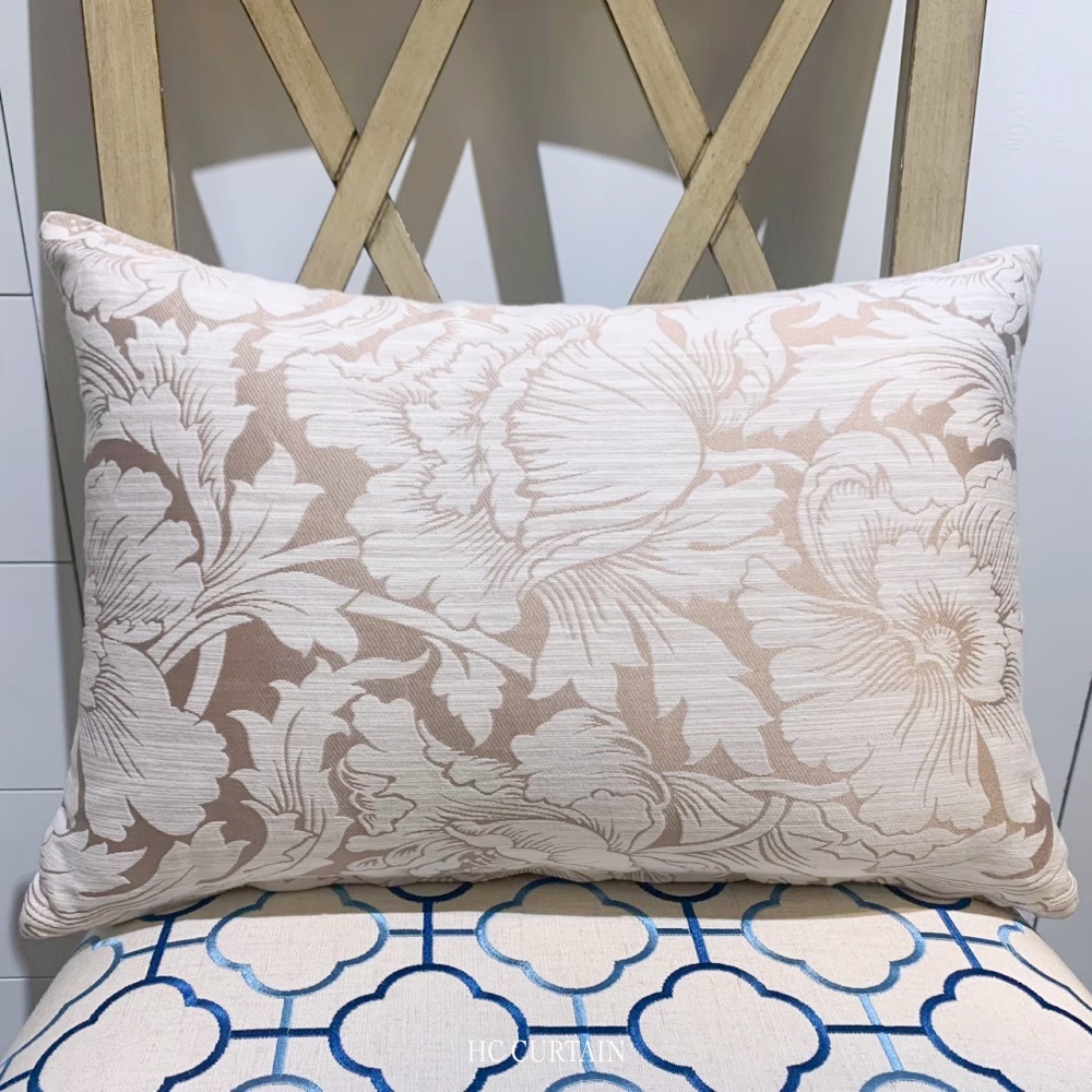 腰枕套 英國進口 花卉緹花 粉