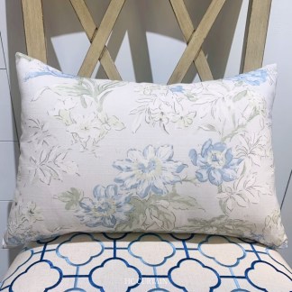 腰枕套 印花家飾布 水彩 藍白花