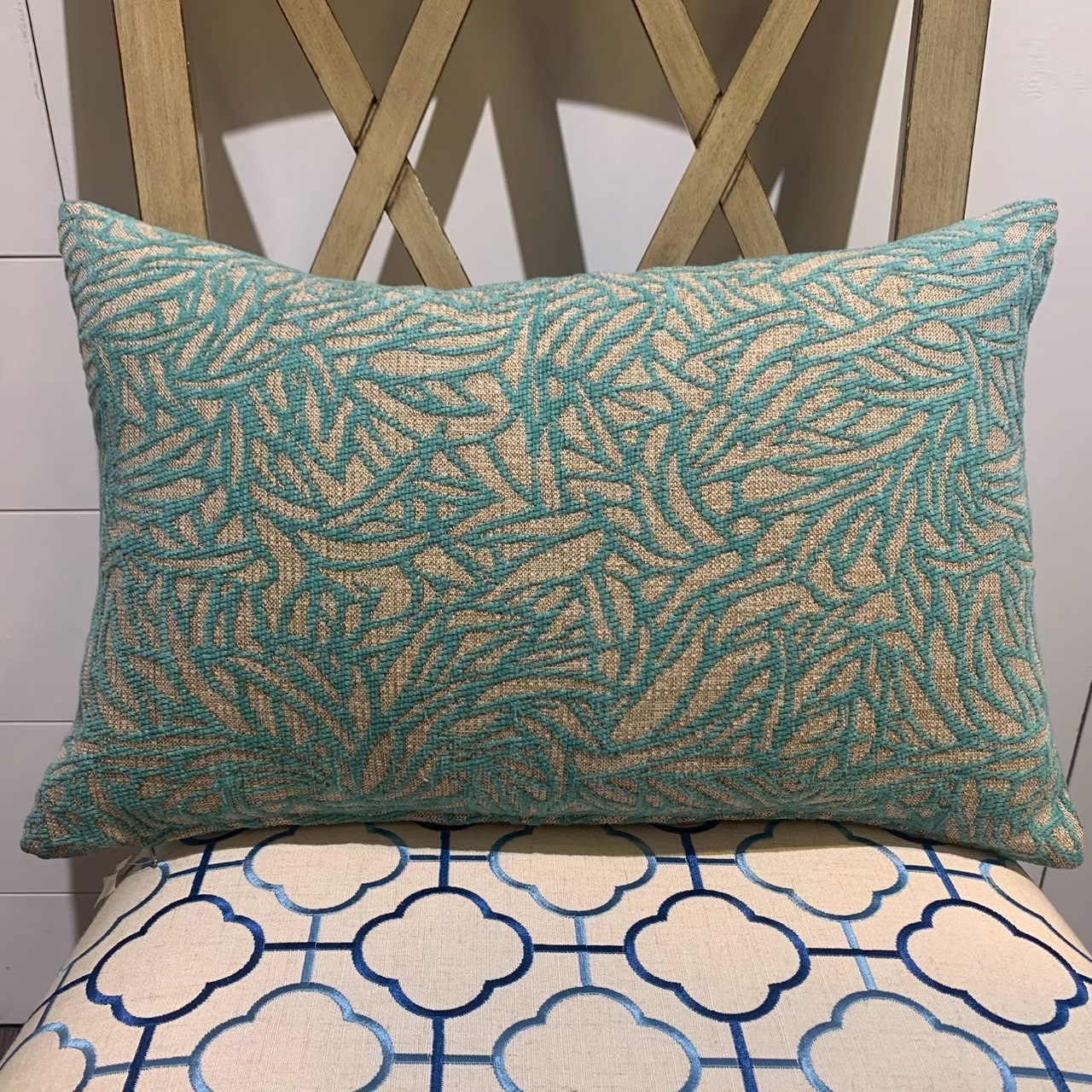 腰枕套 細葉絨沙發布系列 藍綠