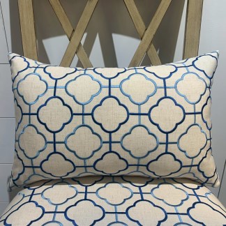 腰枕套 幾何雙色梅格刺繡棉麻