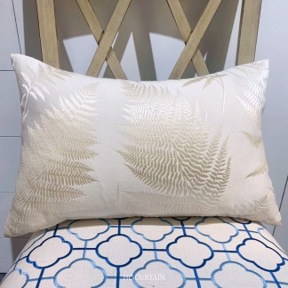 腰枕套 英國進口緹花 蕨葉緹花 白