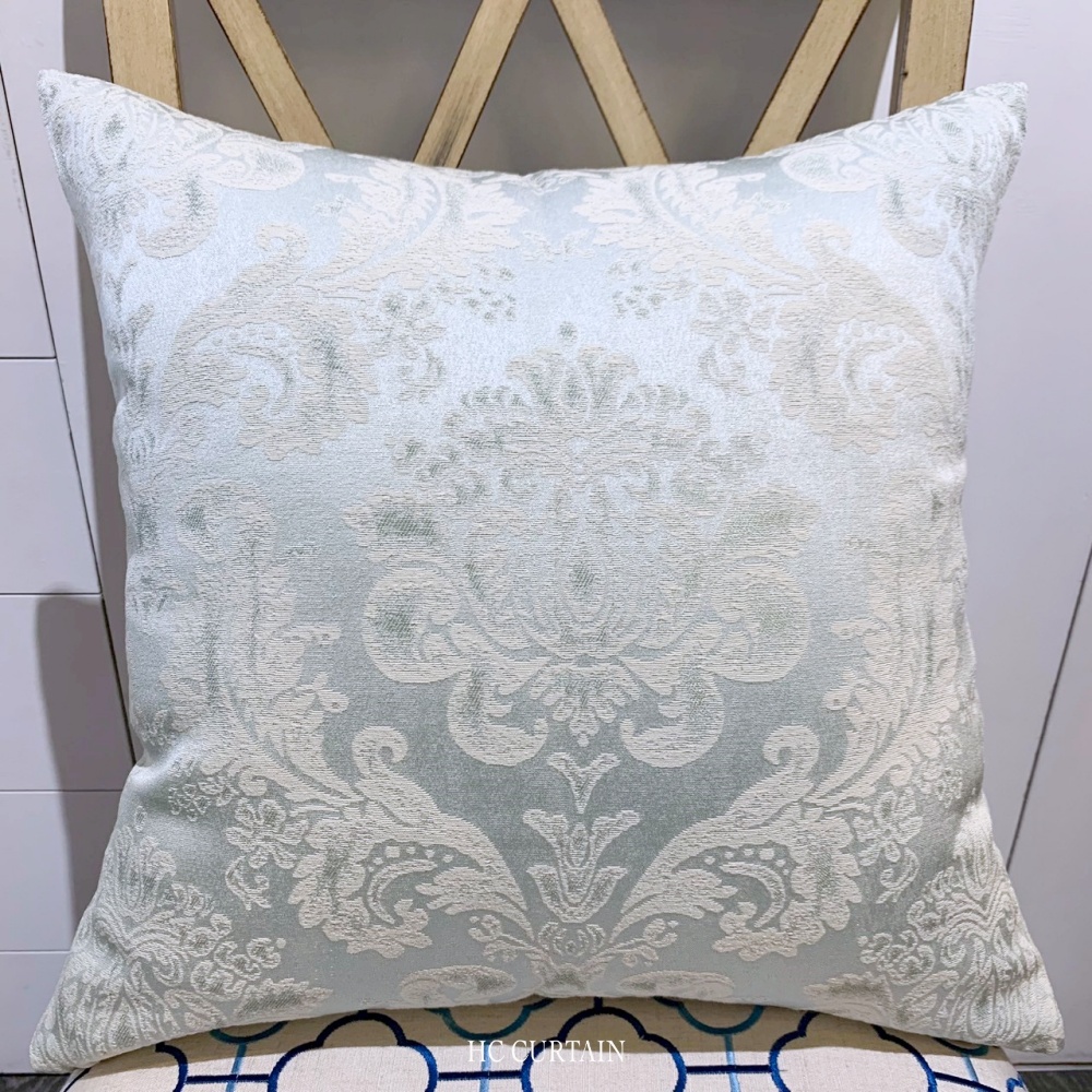 抱枕套 高級緹花家飾布 復古宮庭花 薄荷綠