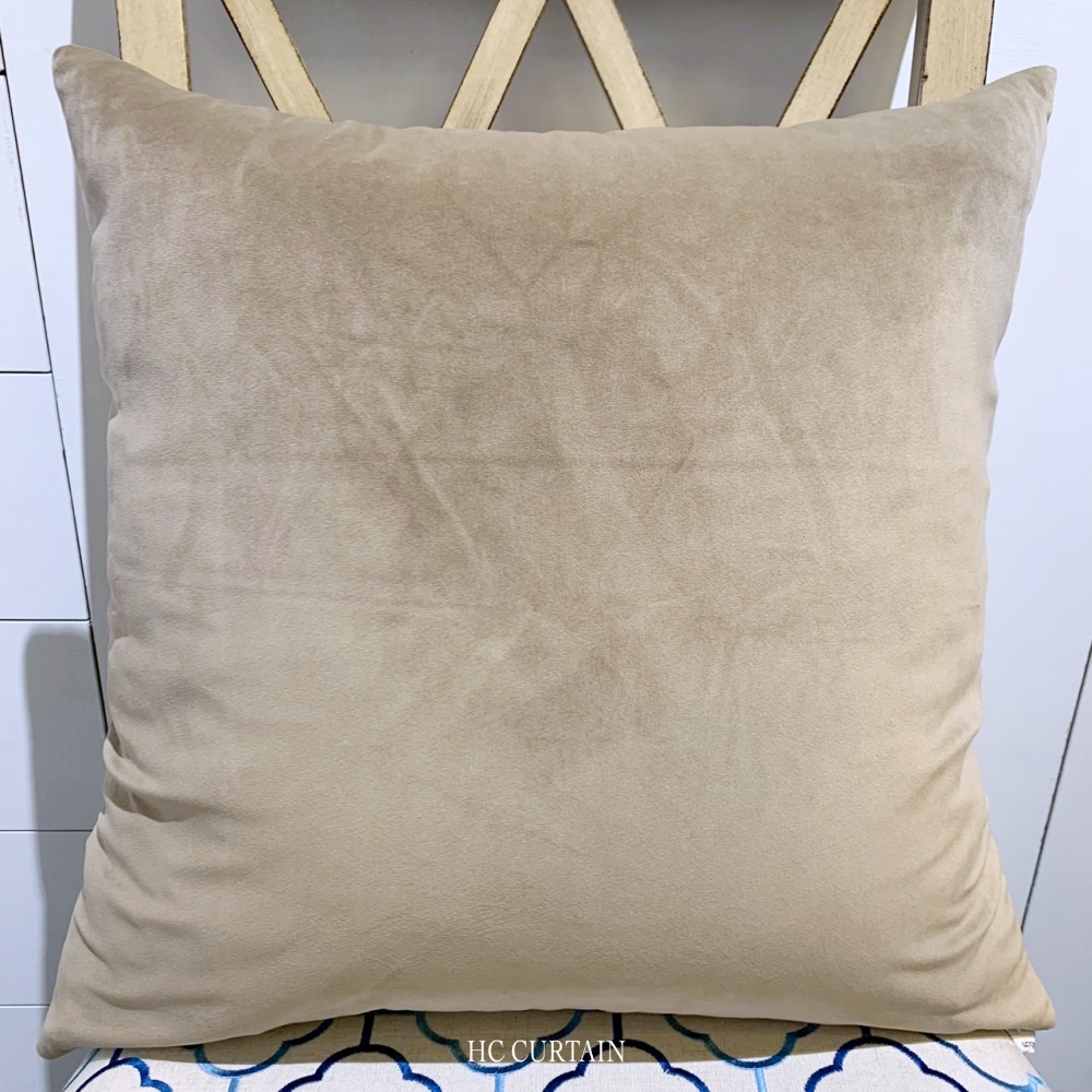 抱枕套  柔順觸感佳 素色絨布 駝色