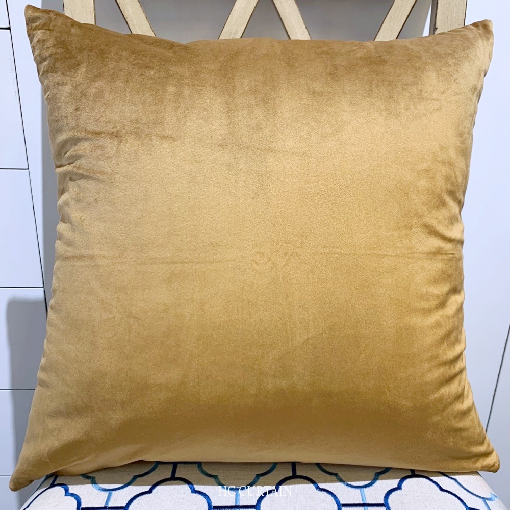 抱枕套  柔順觸感佳 素色絨布 古銅金