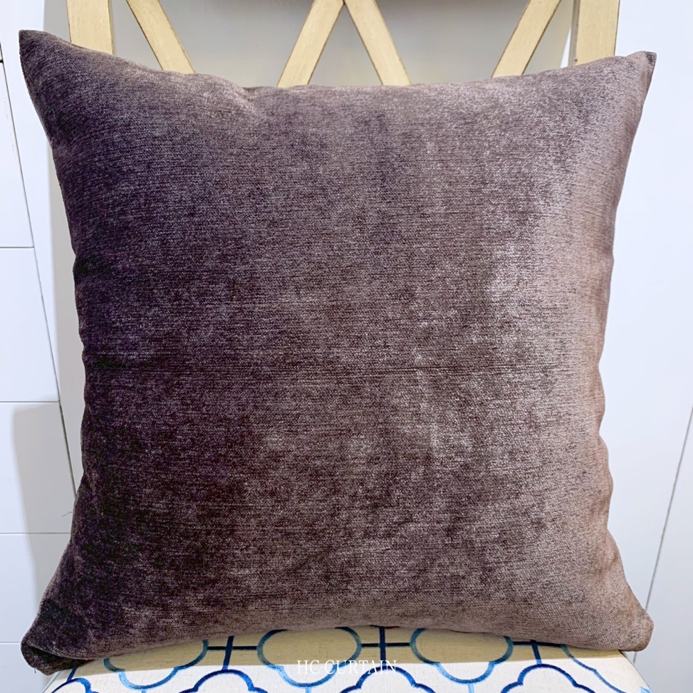 抱枕套 素色沙發絨布 深咖