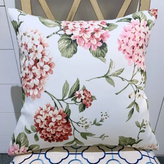 抱枕套 印花家飾布 繡球花 磚紅 粉花