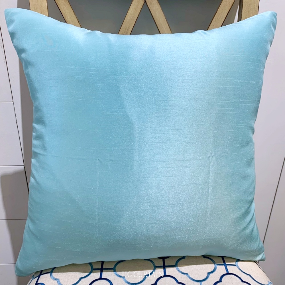 抱枕套 高級緹花家飾布 亮澤素色 水藍