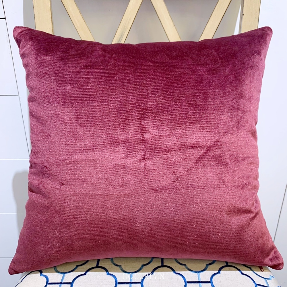 抱枕套 素色沙發絨布 棗紅