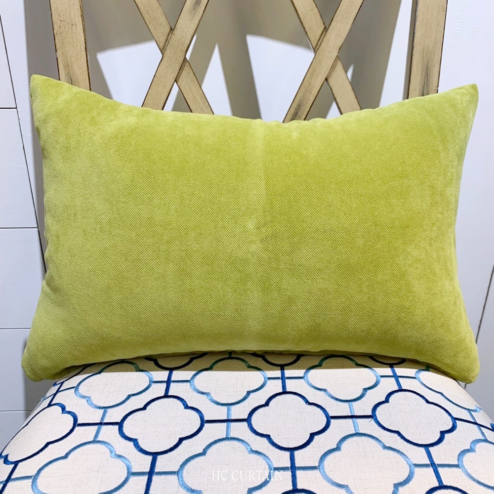 腰枕套 絨布沙發布 芥末綠