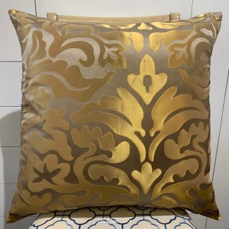 靠背套 緹布家飾布 大馬士革 立體卷葉紋 淺古銅金