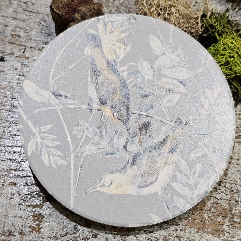 HC 文創商品 鶯歌陶瓷杯墊 HC7004-03 翠鳥蔚綠-灰綠底
