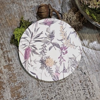 HC 文創商品 鶯歌陶瓷杯墊 HC7003-05 繁花錦草-白底