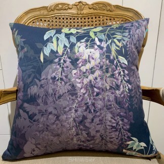 SHihWEier®原創印花抱枕套 現貨 HC1111 紫藤 深藍底