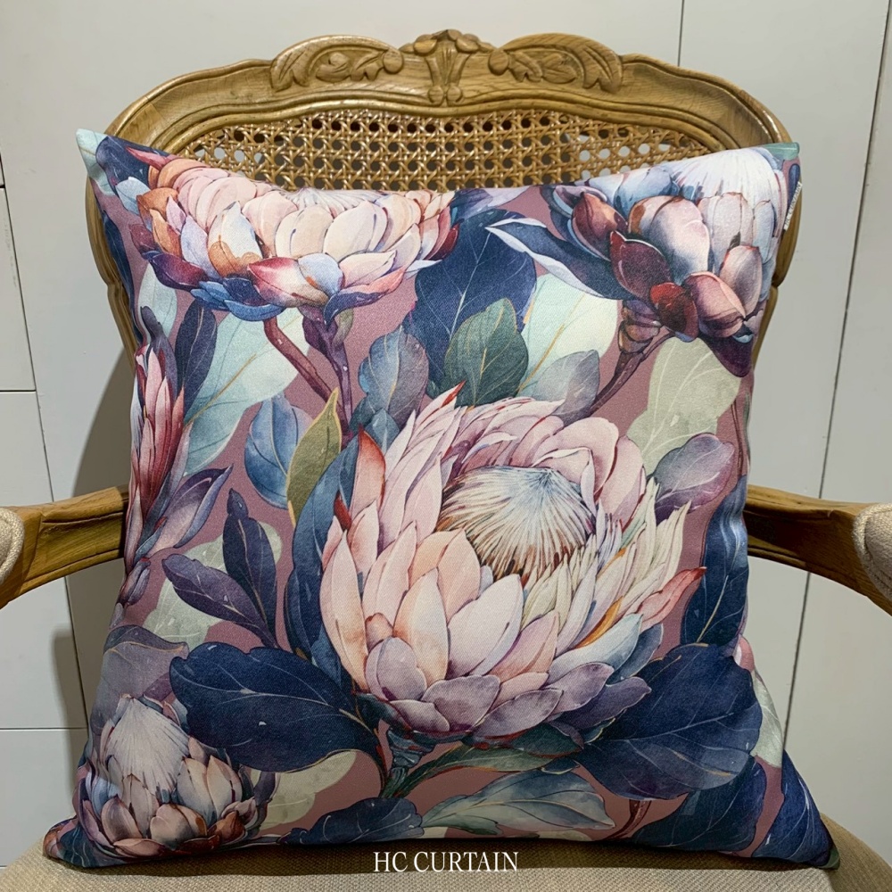 HC印花抱枕套 現貨 HC7006 帝王花 粉底