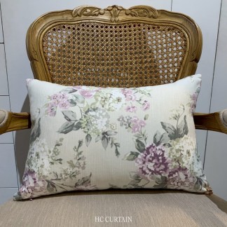 腰枕套 英國進口純棉家飾布 紫色玫瑰花