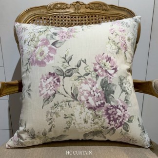 抱枕套 英國進口純棉家飾布 紫色玫瑰花