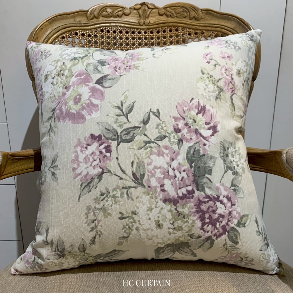 抱枕套 英國進口純棉家飾布 紫色玫瑰花
