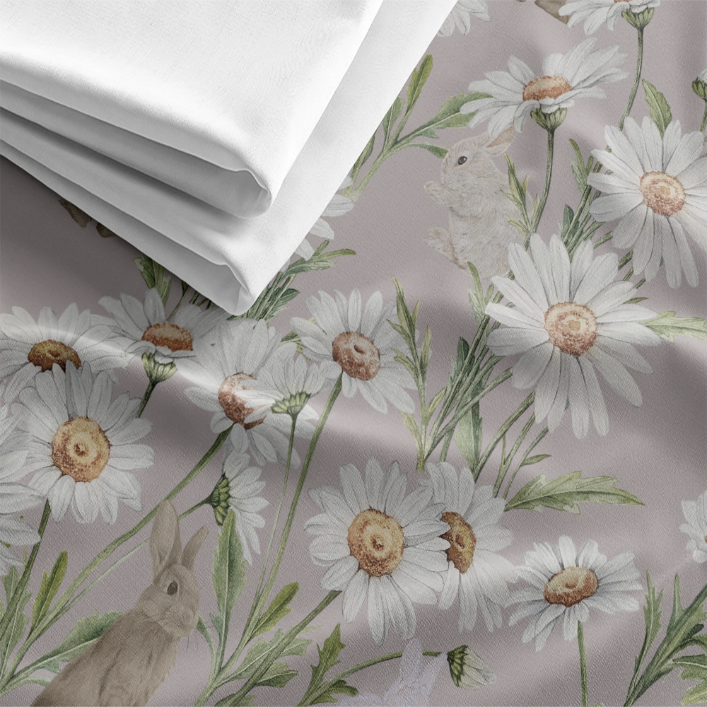 SW原創印花布料 HC1121雛菊與春野兔:圖片 2