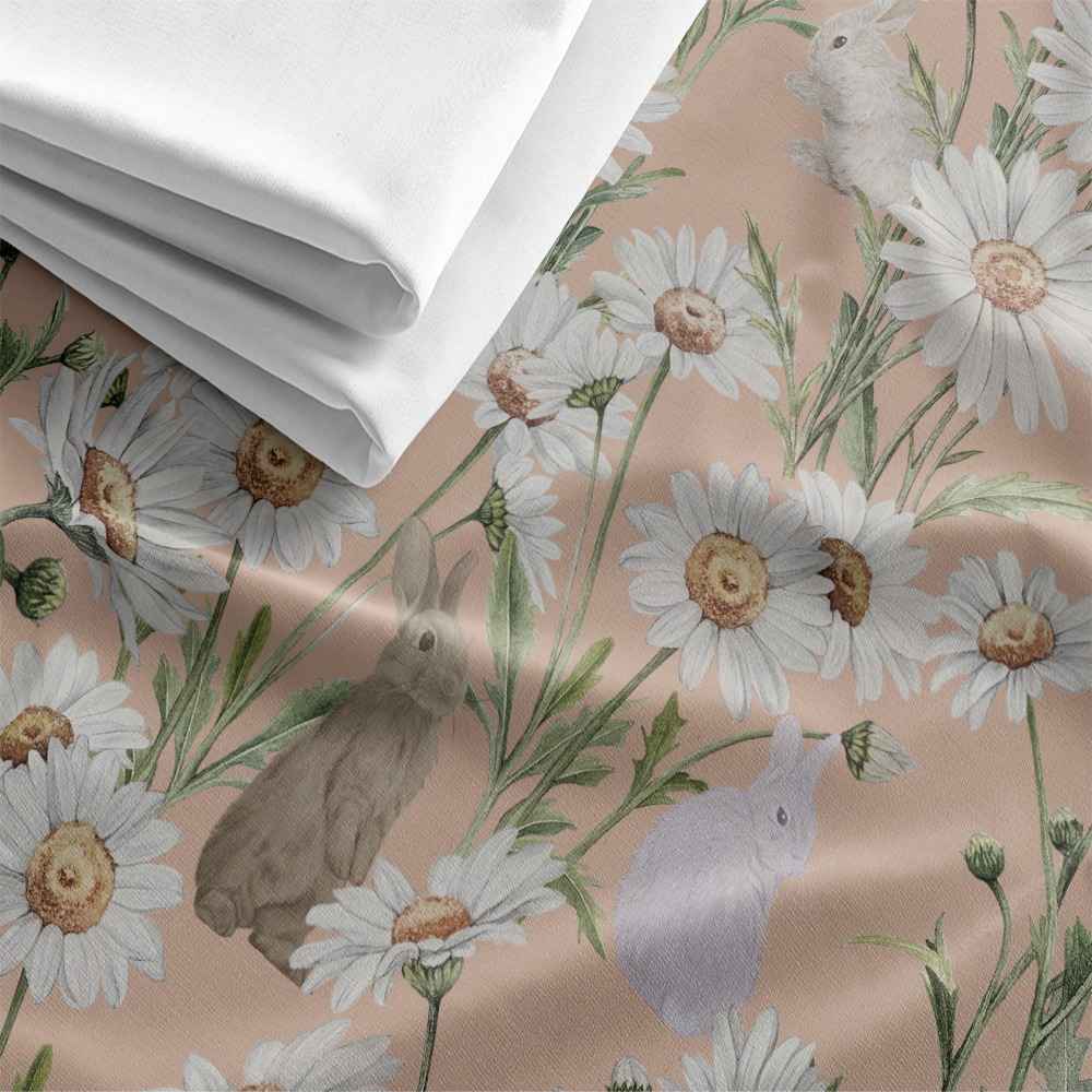 SW原創印花布料 HC1121雛菊與春野兔:圖片 3