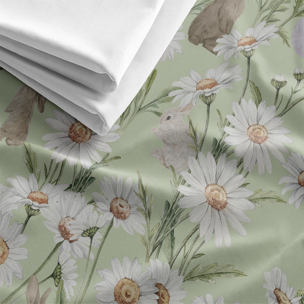 SW原創印花布料 HC1121雛菊與春野兔:圖片 4