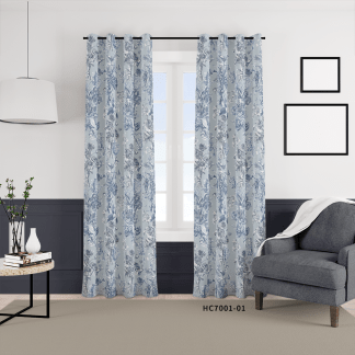 HC印花窗簾 HC7001 Toile Fleurie Design-blue 靛藍色印花維多利亞花卉