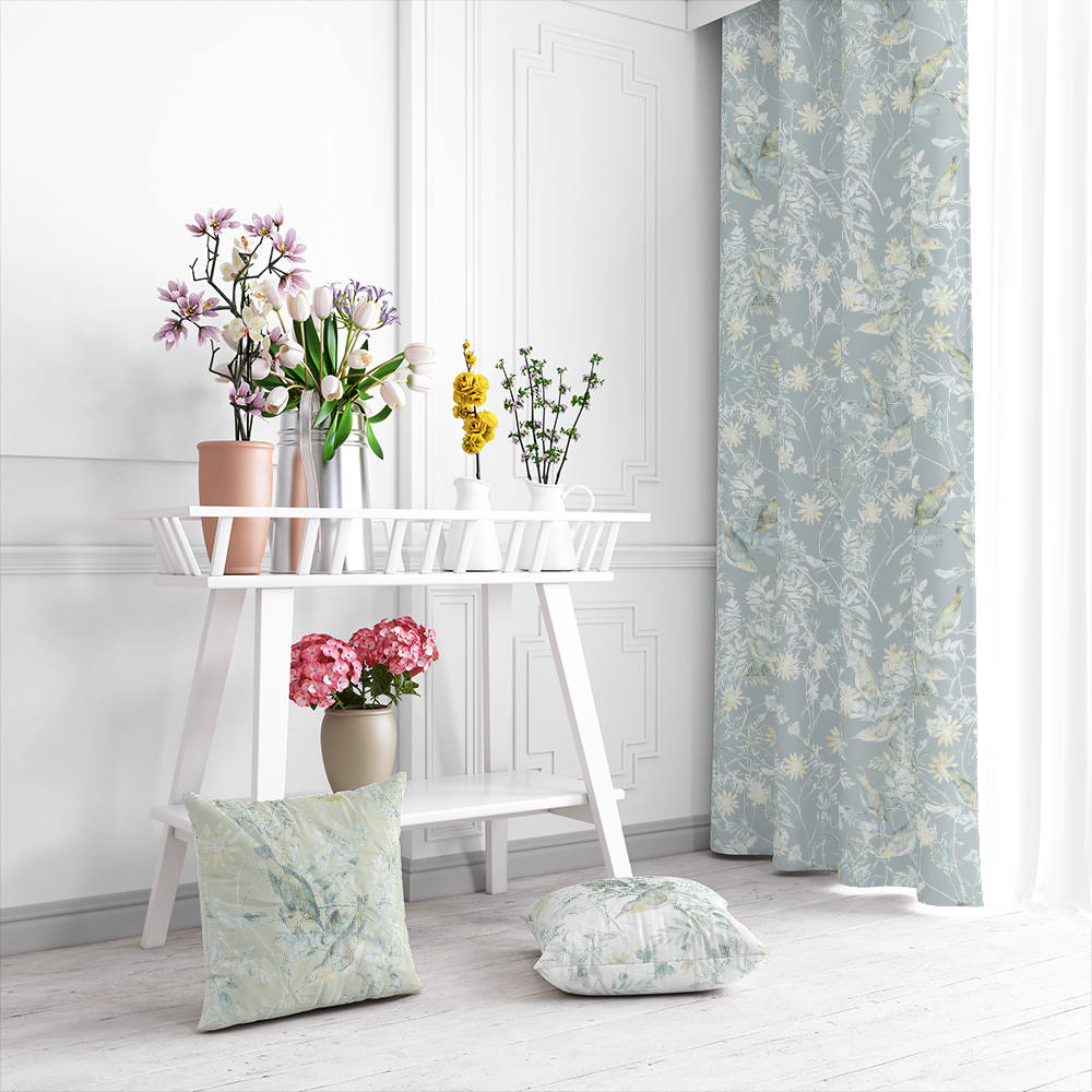 HC印花窗簾 HC7004 Emerald Songbird 翠鳥蔚綠