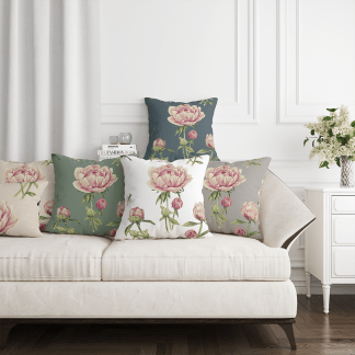 品牌原創印花抱枕套 HC1105 dragonflies stop on the first opening peony 蜻逗初開芍藥