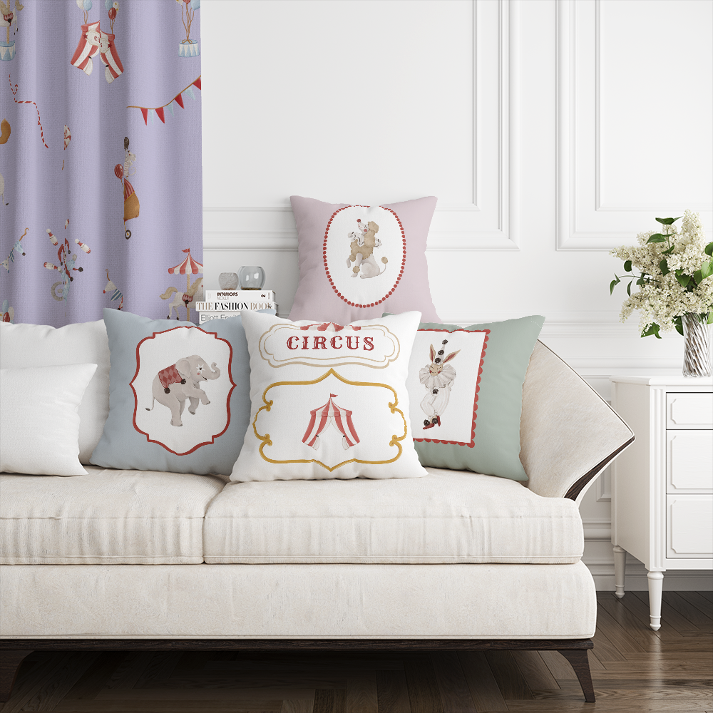 HC印花抱枕套 HC7008D馬戲團系列-珍藏畫框