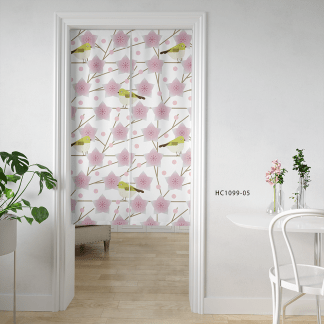 品牌原創印花門簾-HC1099 綠繡眼與梅花