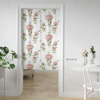 品牌原創印花門簾-HC1105 蜻逗初開芍藥
