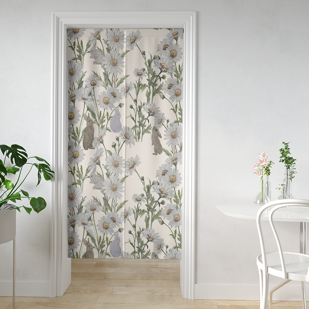 SW原創印花門簾 HC1121雛菊與春野兔:圖片 2