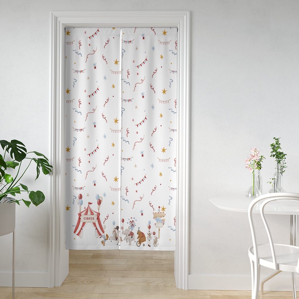HC印花門簾 HC7009-MURAL 童夢馬戲團・歡樂遊行