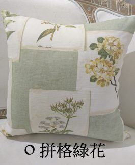 抱枕套-英國純棉家飾布 green leaf square