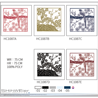 品牌原創印花窗簾-HC1087 Taiwan Blue Magpie and Plum Bossom 剪梅有鵲影