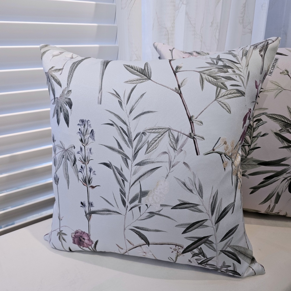 HC印花抱枕套 現貨 HC7003-02 繁花錦草 淺綠底