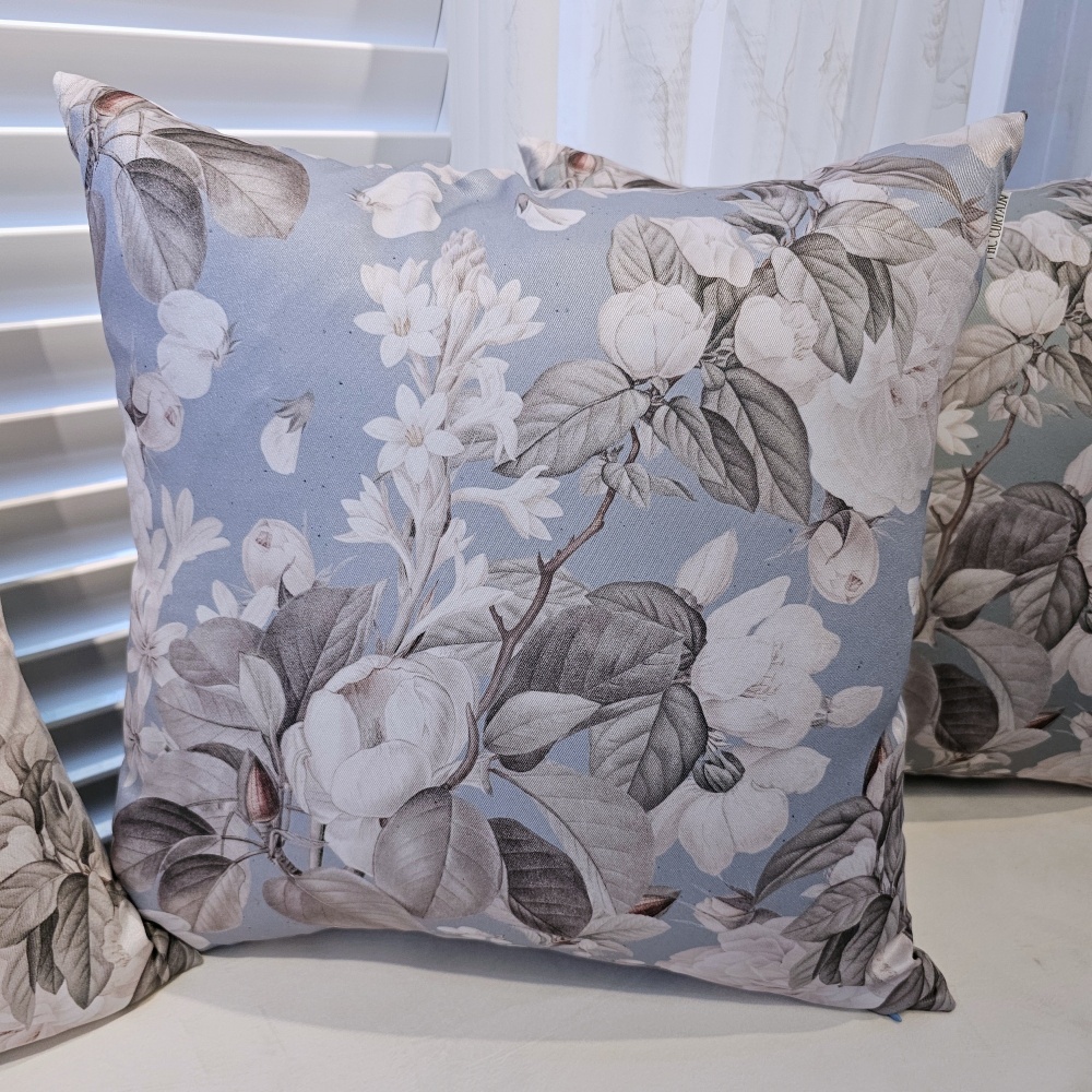 HC印花抱枕套 現貨 HC7005-03 復古薔薇舞香 藍底