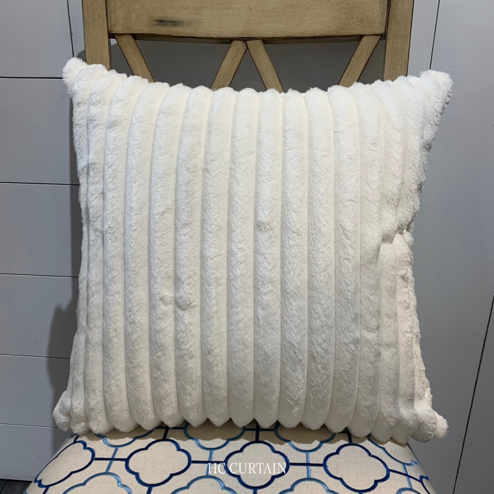 抱枕套 希臘進口布料 奢華高級厚毛 觸感超柔軟 白色