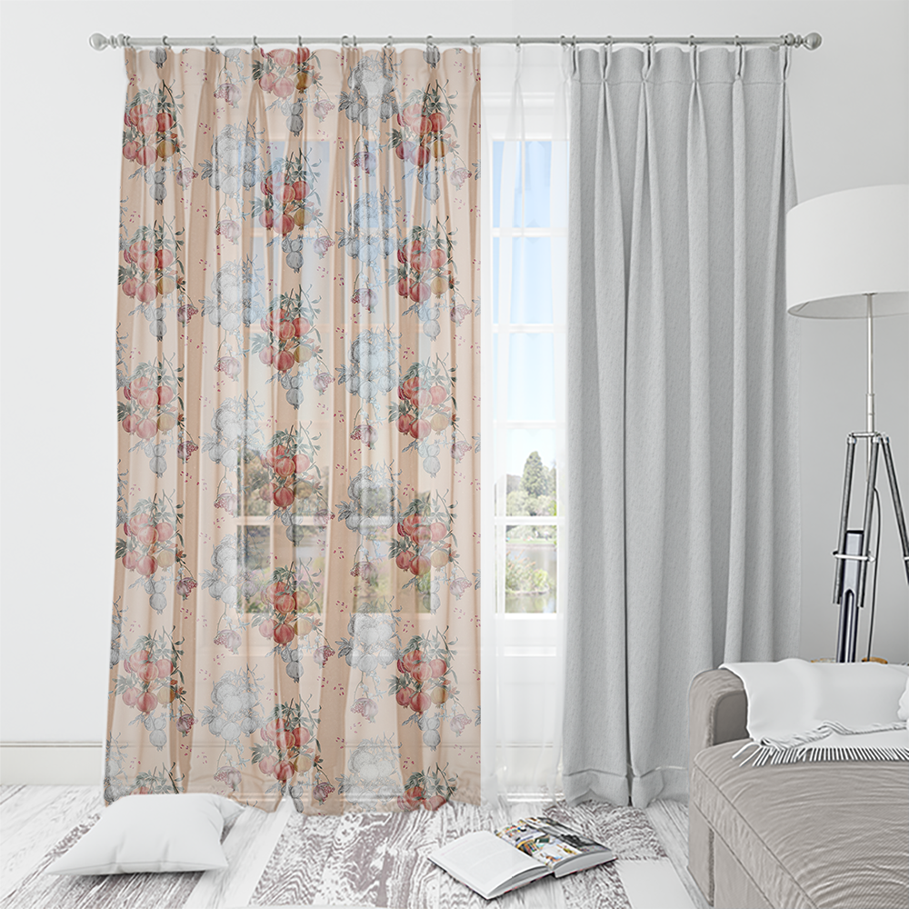 品牌原創印花窗紗 HC1119 石榴滿籽 福氣滿盈