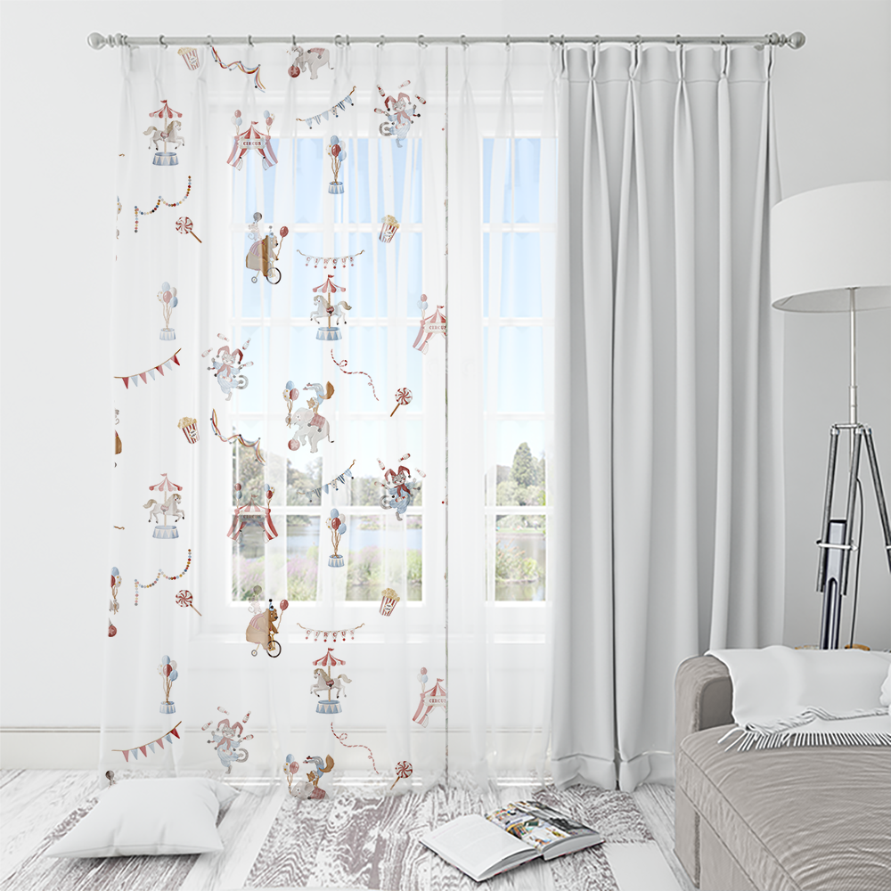 HC印花窗紗 HC7008A 馬戲團系列-明星遊行