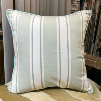 抱枕套-英國純棉家飾布 滾邊綠色條紋